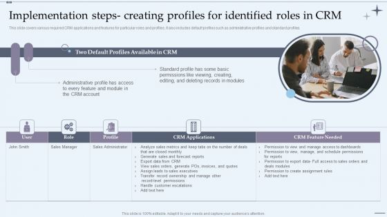 CRM System Implementation Stages Implementation Steps Creating Profiles For Identified Roles In CRM Summary PDF