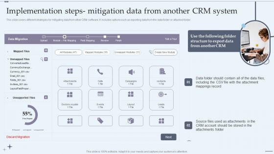 CRM System Implementation Stages Implementation Steps Mitigation Data From Another CRM System Brochure PDF