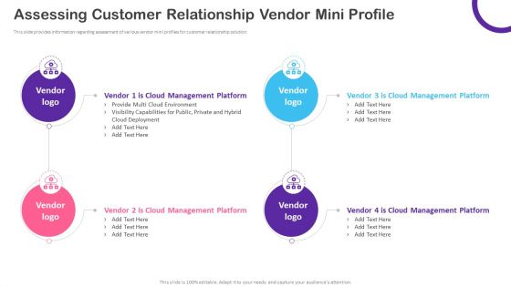 CRM Transformation Toolkit Assessing Customer Relationship Vendor Mini Profile Designs PDF