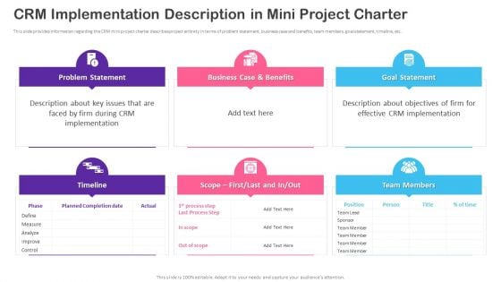 CRM Transformation Toolkit CRM Implementation Description In Mini Project Charter Brochure PDF