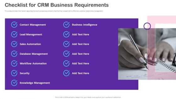 CRM Transformation Toolkit Checklist For Crm Business Requirements Background PDF