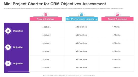 CRM Transformation Toolkit Mini Project Charter For CRM Objectives Assessment Diagrams PDF