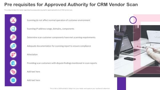 CRM Transformation Toolkit Pre Requisites For Approved Authority For CRM Vendor Summary PDF