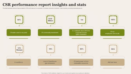 CSR Performance Report Insights And Stats Diagrams PDF