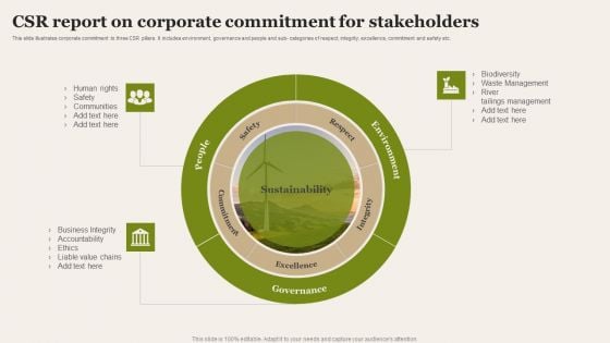 CSR Report On Corporate Commitment For Stakeholders Background PDF CSR Report On Corporate Commitment For Stakeholders Background PDF
