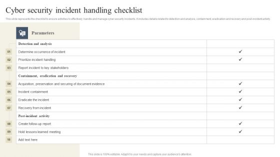 CYBER Security Breache Response Strategy Cyber Security Incident Handling Checklist Professional PDF CYBER Security Breache Response Strategy Cyber Security Incident Handling Checklist Professional PDF