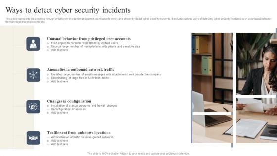 CYBER Security Breache Response Strategy Ways To Detect Cyber Security Incidents Sample PDF