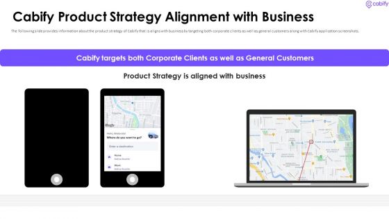 Cabify Venture Capitalist Investor Elevator Pitch Deck Cabify Product Strategy Alignment With Business Graphics PDF