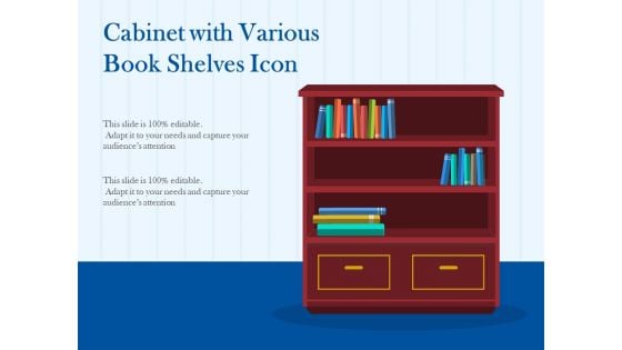 Cabinet With Various Book Shelves Icon Ppt PowerPoint Presentation Professional Inspiration PDF