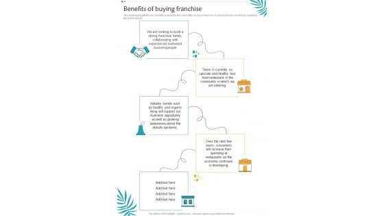 Cafe Franchise Proposal Benefits Of Buying One Pager Sample Example Document