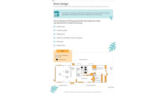 Cafe Franchise Proposal Store Design One Pager Sample Example Document