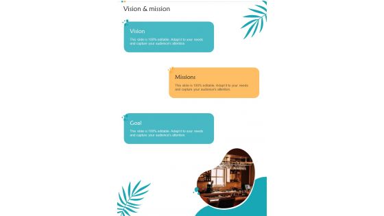 Cafe Franchise Proposal Vision And Mission One Pager Sample Example Document