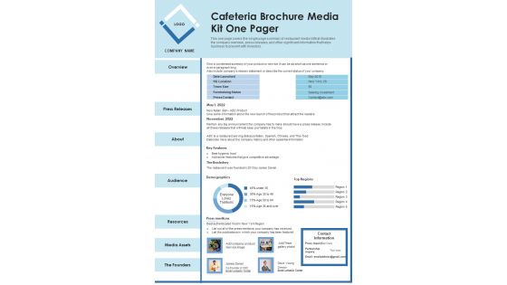 Cafeteria Brochure Media Kit One Pager PDF Document PPT Template
