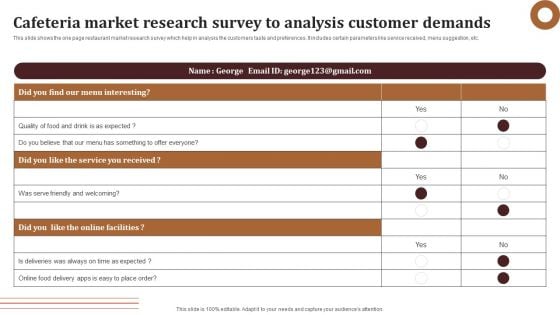 Cafeteria Market Research Survey To Analysis Customer Demands Survey SS