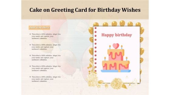 Cake On Greeting Card For Birthday Wishes Ppt PowerPoint Presentation Show PDF
