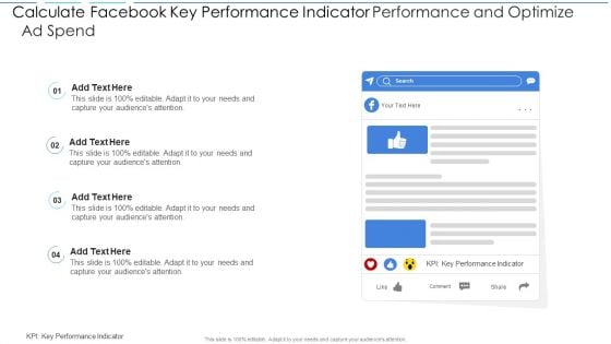 Calculate Facebook Key Performance Indicator Performance And Optimize Ad Spend Brochure PDF