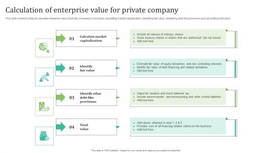 Calculation Of Enterprise Value For Private Company Graphics PDF