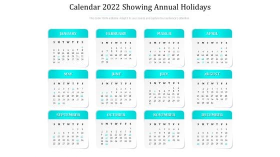 Calendar 2022 Showing Annual Holidays Ppt PowerPoint Presentation Gallery Outfit PDF