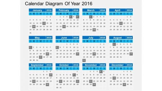 Calendar Diagram Of Year 2016 Powerpoint Templates Calendar Diagram Of Year 2016 Powerpoint Templates