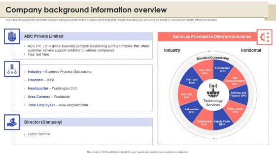 Call Center Quality Enhancement Plan Company Background Information Overview Summary PDF