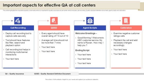 Call Center Quality Enhancement Plan Important Aspects For Effective QA At Call Centers Pictures PDF Call Center Quality Enhancement Plan Important Aspects For Effective QA At Call Centers Pictures PDF