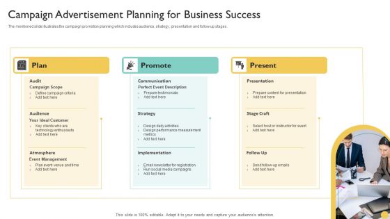 Campaign Advertisement Planning For Business Success Demonstration PDF