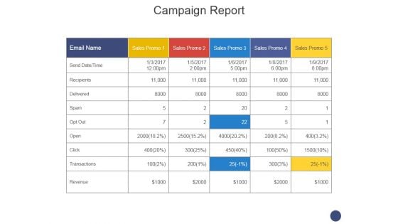 Campaign Report Ppt PowerPoint Presentation Portfolio Visuals