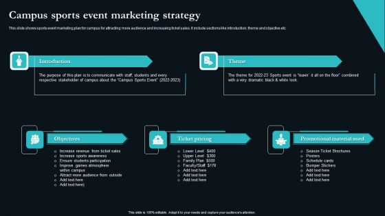 Campus Sports Event Marketing Strategy Summary PDF