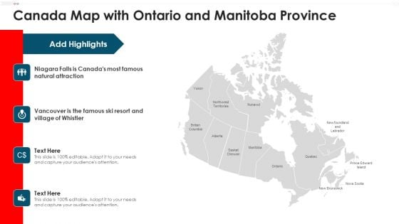 Canada Map With Ontario And Manitoba Province Topics PDF