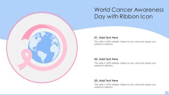 Cancer Awareness Ribbon Icon Ppt PowerPoint Presentation Complete With Slides