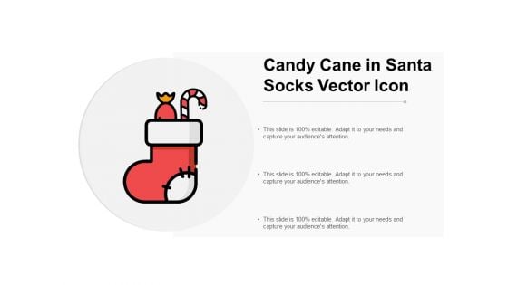 Candy Cane In Santa Socks Vector Icon Ppt Powerpoint Presentation Gallery Graphic Images