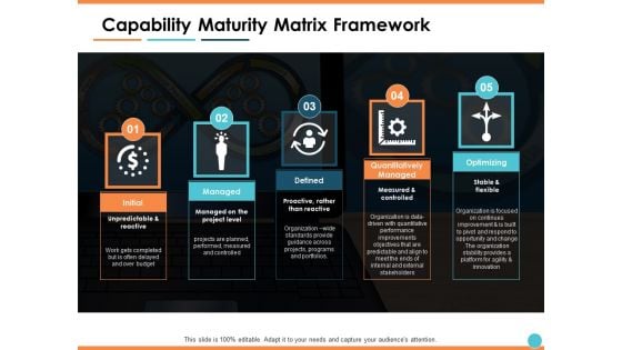 Capability Maturity Matrix Framework Ppt PowerPoint Presentation Professional Outfit