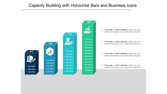 Capacity Building With Horizontal Bars And Business Icons Ppt PowerPoint Presentation Summary Introduction PDF