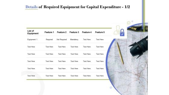 Capex Proposal Template Details Of Required Equipment For Capital Expenditure List Summary PDF