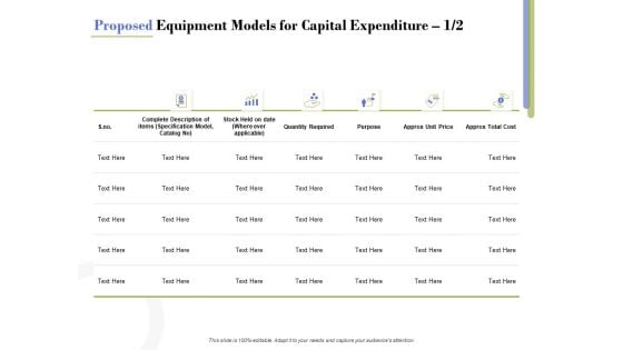 Capex Proposal Template Proposed Equipment Models For Capital Expenditure Cost Sample PDF