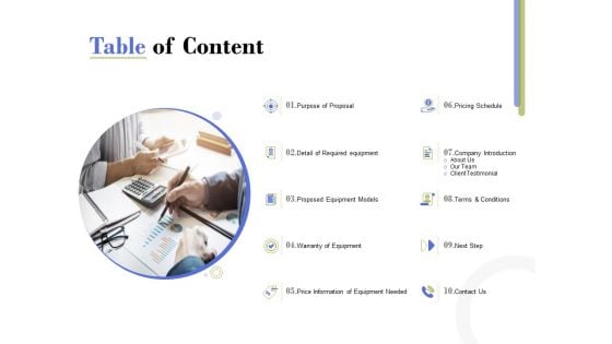 Capex Proposal Template Table Of Content Ppt Gallery Templates PDF