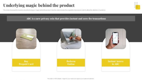 Capital Financing Pitch Deck For Cryptocurrency Business Underlying Magic Behind The Product Demonstration PDF Capital Financing Pitch Deck For Cryptocurrency Business Underlying Magic Behind The Product Demonstration PDF