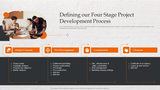 Capital Investment Options Defining Our Four Stage Project Development Process Diagrams PDF