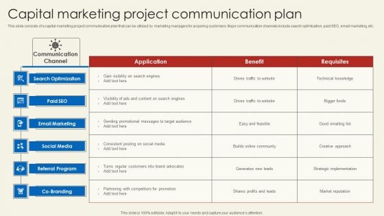 Capital Marketing Project Communication Plan Sample PDF