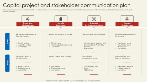 Capital Project And Stakeholder Communication Plan Template PDF