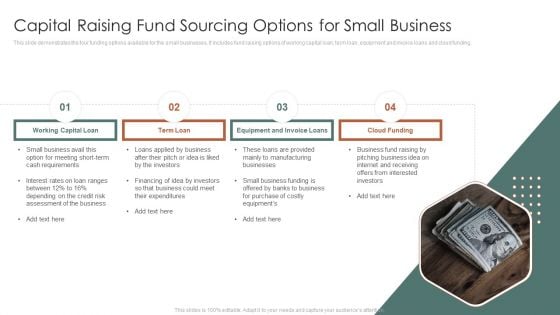 Capital Raising Fund Sourcing Options For Small Business Ppt PowerPoint Presentation Icon Layouts PDF