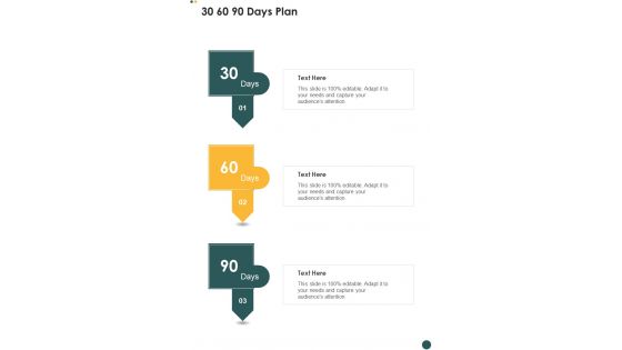 Capital Tax Services Proposal 30 60 90 Days Plan One Pager Sample Example Document