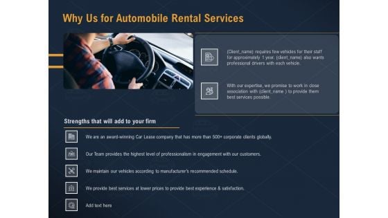 Car Hiring Why Us For Automobile Rental Services Ppt Show Inspiration PDF