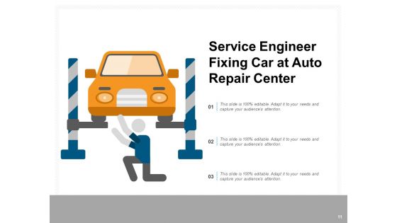 Car Service Icon Mobile Engineer Auto Repair Wheel And Tools Ppt PowerPoint Presentation Complete Deck