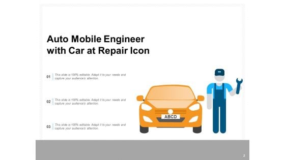 Car Service Icon Mobile Engineer Auto Repair Wheel And Tools Ppt PowerPoint Presentation Complete Deck