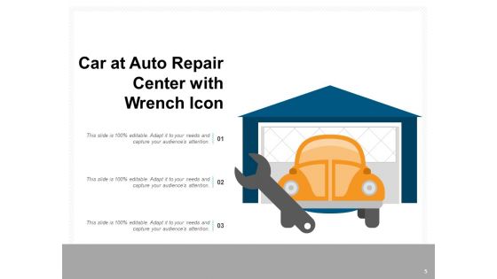 Car Service Icon Mobile Engineer Auto Repair Wheel And Tools Ppt PowerPoint Presentation Complete Deck