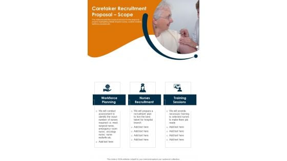 Caretaker Recruitment Proposal Scope One Pager Sample Example Document