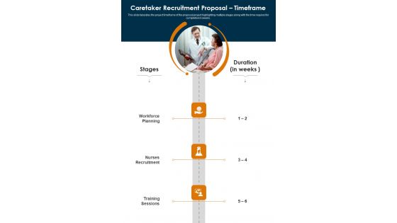 Caretaker Recruitment Proposal Timeframe One Pager Sample Example Document