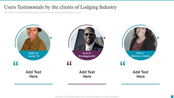 Cargo Industry Investor Financing Pitch Deck Users Testimonials By The Clients Of Lodging Download PDF