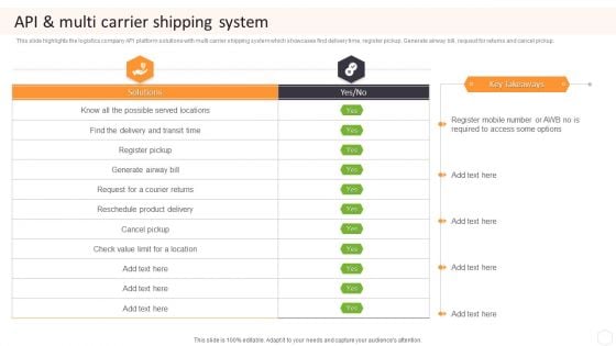 Cargo Logistics Company Profile API And Multi Carrier Shipping System Guidelines PDF